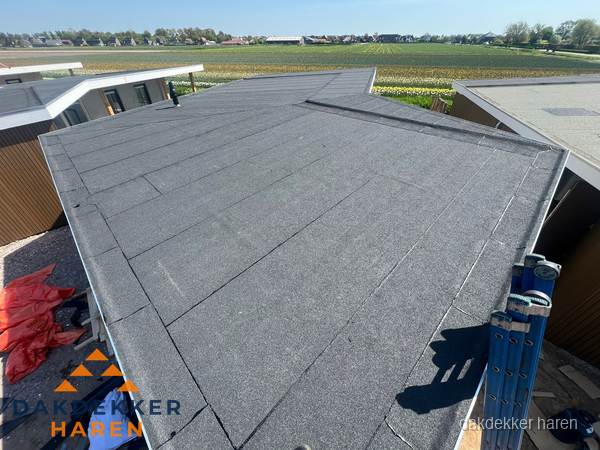 Nieuw bitumen plat dak met uitzicht over landschap in Haren Nieuw bitumen plat dak met uitzicht over landschap in Haren